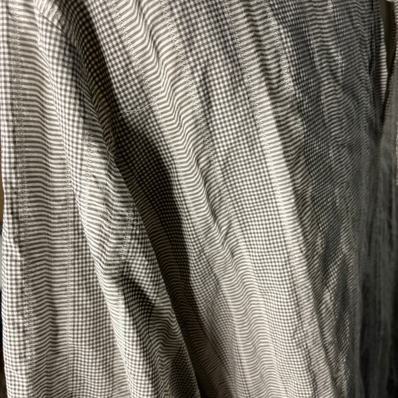 Lara Krude Women's Blouse Size XS Gray Check Stripe Cotton Artisan Lagenlook - Picture 8 of 12